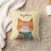Coussin Cute Watercolor Chat Illustration Nom de la pépini (Couverture)