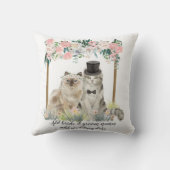 Coussin Cute Watercolor Chats Juste Marié Mariage Keepsaké (Verso)