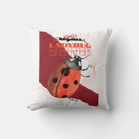 Coussin Cute Watercolor Ladybug Arabic Calligraphy Sticker (Recto)