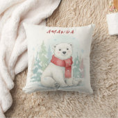 Coussin Cute watercolor Polar Bear Winter  (Couverture)