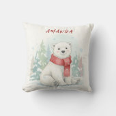 Coussin Cute watercolor Polar Bear Winter  (Recto)