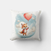Coussin Cute Watercolor Young Fox Big Red Balloon Nursery (Recto)