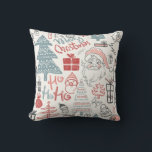 Coussin Cute Whimsical Père Noël sapin de Noël Motif rose<br><div class="desc">Ce coussin de Noël mignon présente un motif fantaisiste amusant d'illustrations,  d'arbres et de cadeaux Père Noël en rose,  rouge et turquoise.</div>