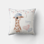 Coussin Cute Woodland Animal Giraffe Nom de coeur Nursery (Verso)
