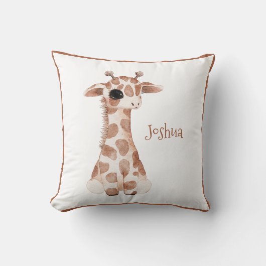 Coussin Cute Woodland Animal Giraffe Nom Nursery (Recto)