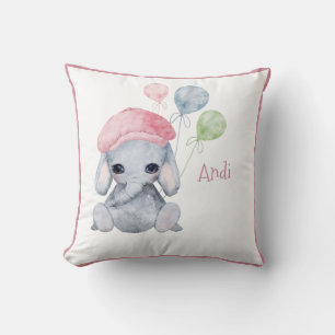 Coussin Cute Woodland Animal Girl Elephant Nom Nursery