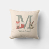 Coussin Cute Woodland Animaux Amis Monogramme initial (Recto)