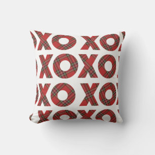 Coussin Cute XOXO Red Plaid Motif de Noël