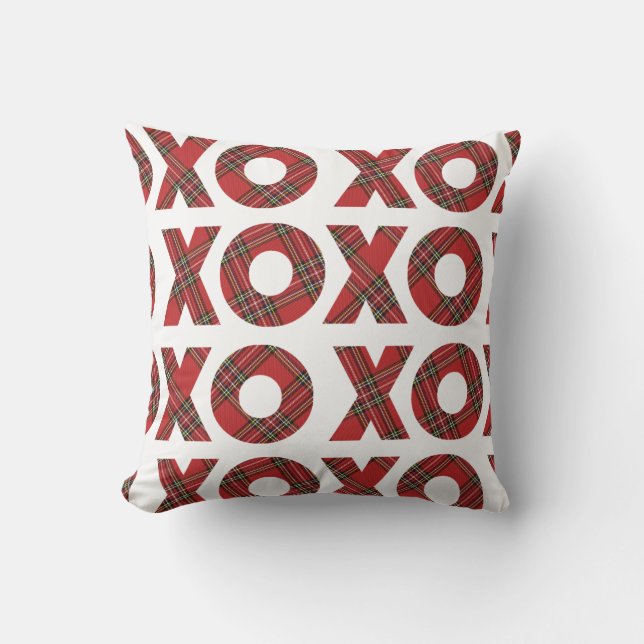 Coussin Cute XOXO Red Plaid Motif de Noël (Recto)