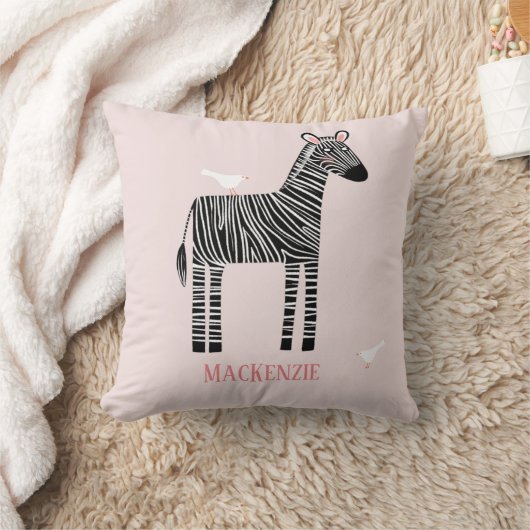Coussin Cute Zebra Personnalisé Rose (Couverture)