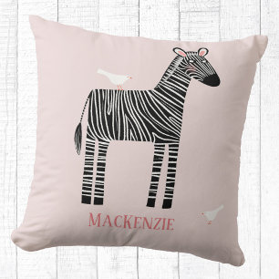 Coussin Cute Zebra Personnalisé Rose