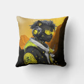 Coussin Cyber Cat | Chat Hacker Néon Futuriste Cyberpunk (Verso)
