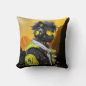 Coussin Cyber Cat | Chat Hacker Néon Futuriste Cyberpunk (Recto)