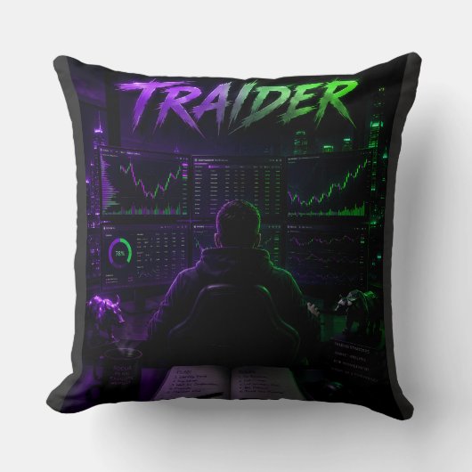 Coussin Cyberpunk TRAIDER - Gaming & Trading (Recto)