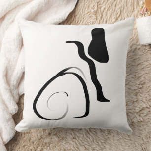Coussin Cycle de rotation : noir et blanc Abstrait