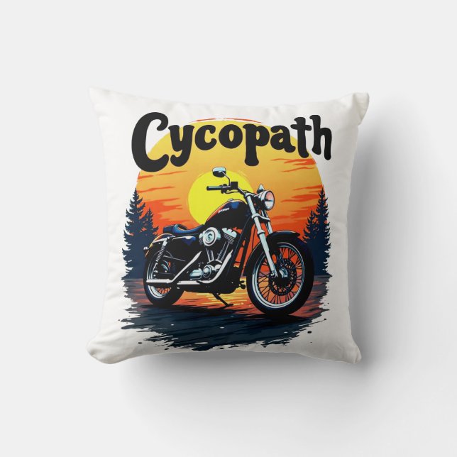 Coussin Cycopath Greatest Biker Tee avec le coucher de sol (Recto)