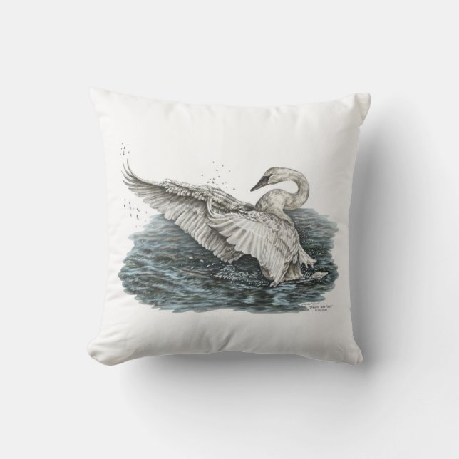 Coussin Cygne blanc sur l'eau (Recto)