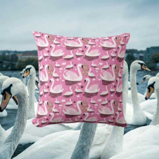 Coussin Cygne Élégance Rose