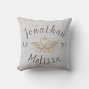 Coussin Cygnes Couple Établis