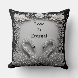 Coussin Cygnes de cristal en amour Cadre de mariage floral