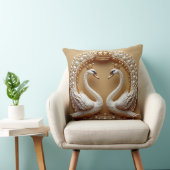 Coussin Cygnes de mariage or et perle Cygne romantique Ois (Chaise)