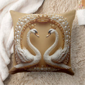 Coussin Cygnes de mariage or et perle Cygne romantique Ois (Couverture)
