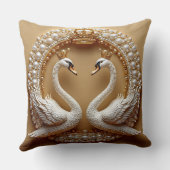 Coussin Cygnes de mariage or et perle Cygne romantique Ois (Verso)