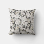 Coussin Cygnes Gris Blanc Fleurs Floral Élégant Chic  (Recto)