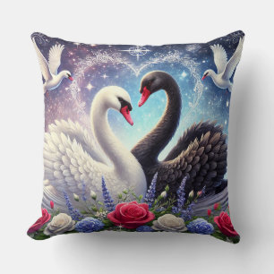 Coussin Cygnes majestueux sous un ciel au clair de lune
