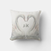 Coussin Cygnes Romantiques Couple de Mariés Monogramme (Recto)