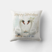 Coussin Cygnes romantiques d'hiver Joyeuses Fêtes (Verso)