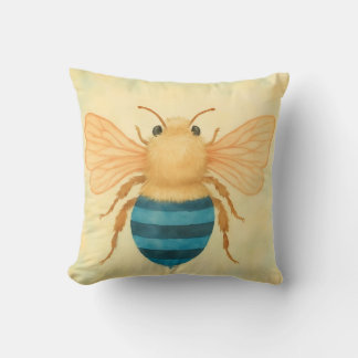 coussin d'abeille à bandes bleues