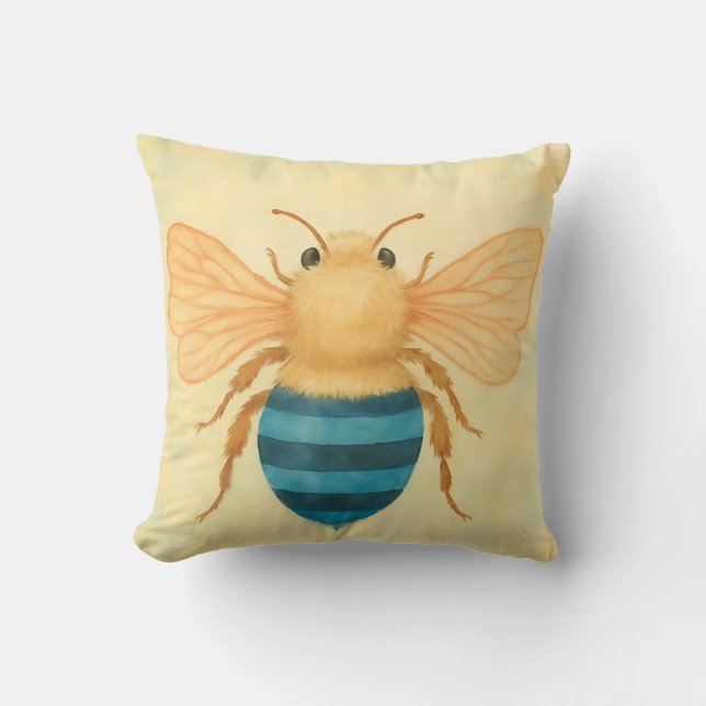 coussin d'abeille à bandes bleues (Recto)