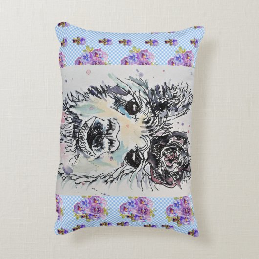 Coussin d'accent aquarelle de lama alpacca mignon (Dos(Vertical))