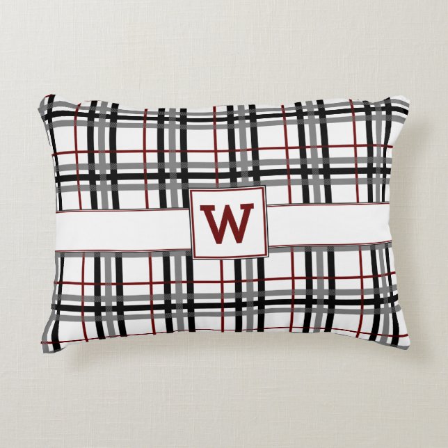 Coussin d'accent blanc et rouge noir (Devant)