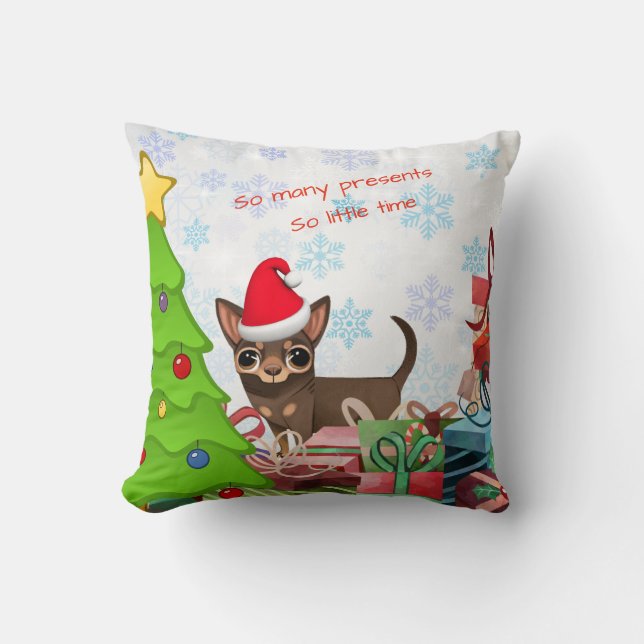 Coussin d'accent de Noël Chihuahua (Recto)