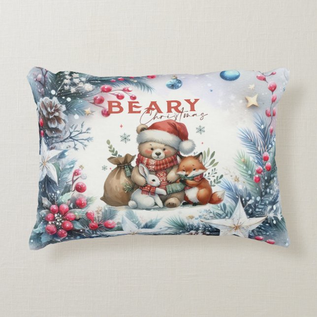 Coussin d'accent de Noël de la barbe d'ours (Devant)