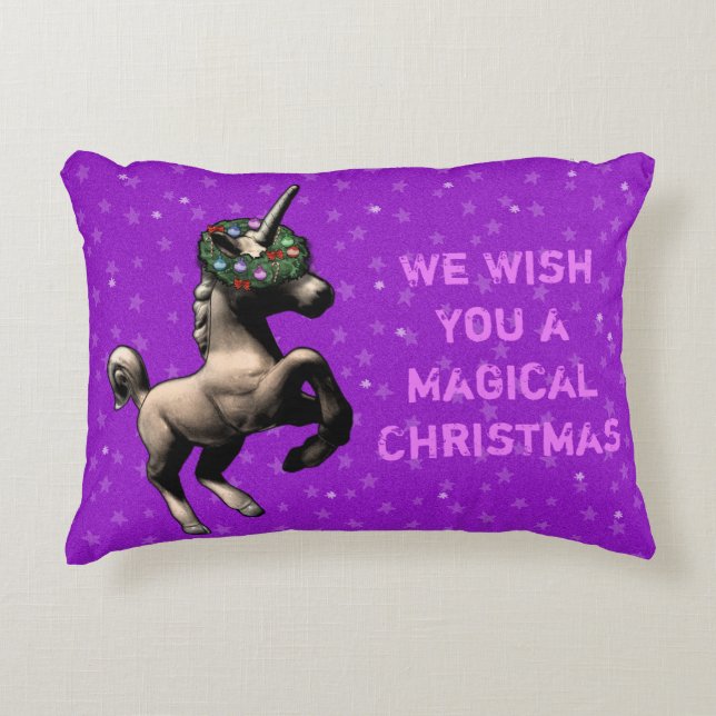 Coussin d'accent de Noël "de licorne de vacances" (Devant)