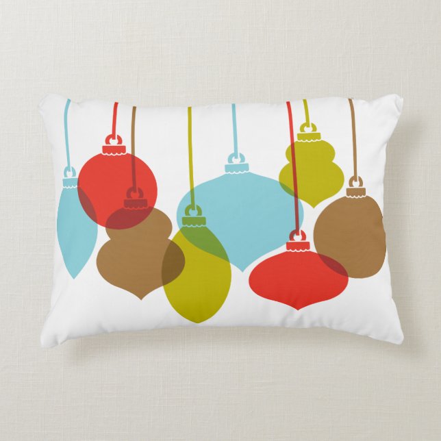 Coussin d'accent de Noël d'ornements de mod rétro (Devant)