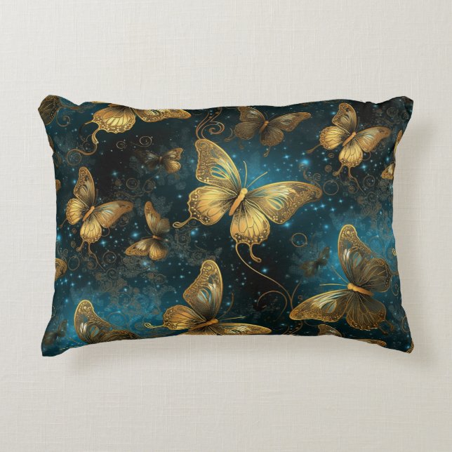 Coussin d'accent des papillons d'or (Devant)