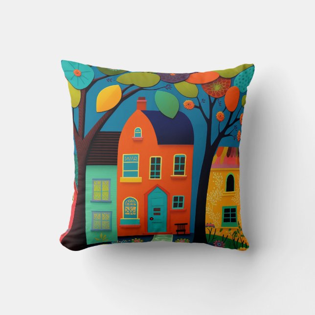 Coussin d'accent du paysage d'art primitif (Recto)
