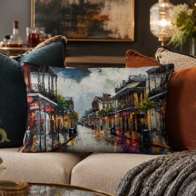 Coussin d'accent du Quartier Français 16x12 (New Orleans Art | Affordable Wall Art | Bourbon Street Art Print | French Quarter Cityscape, Jazz Ba)
