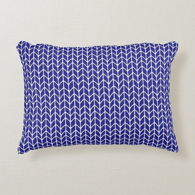 COUSSIN D'ACCENT EN MAILLE BLEU ROYAL (Devant)
