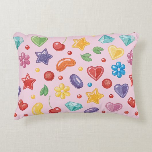 « Coussin d'accent étoile de bonbons colorés » (Devant)
