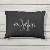coussin d'accent extérieur monogramme noir et blan (Dos)