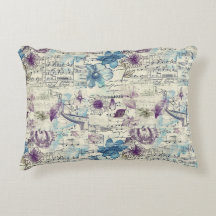 Coussin d'accent floral vintage – Violet Shabby Ch