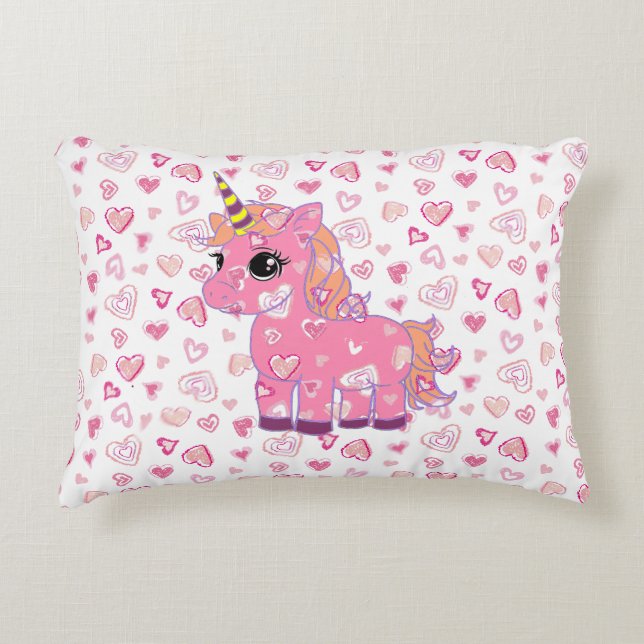 Coussin d'accent Licorne Rose Mignon  (Devant)