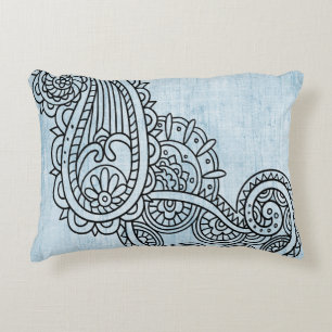 Coussin d'accent Motif Mehndi bleu