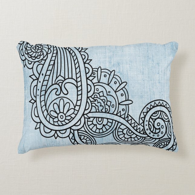 Coussin d'accent Motif Mehndi bleu (Devant)