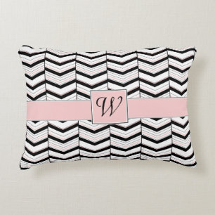 Coussin d'accent noir blanc et blanc